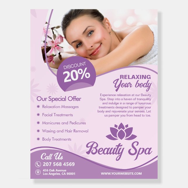 Pink Spa, Wellness Center, Beauty Salon Foam Board (Front)