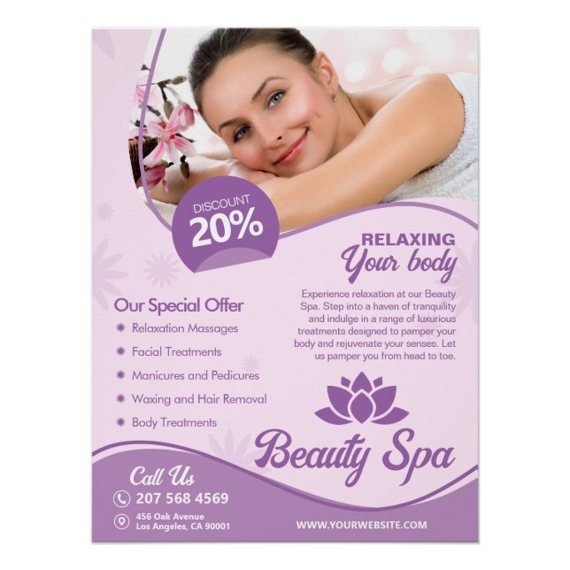 Pink Spa, Wellness Center, Beauty Salon Glossy Poster (Front)