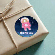 Pink Space Bear Thank You Astronaut