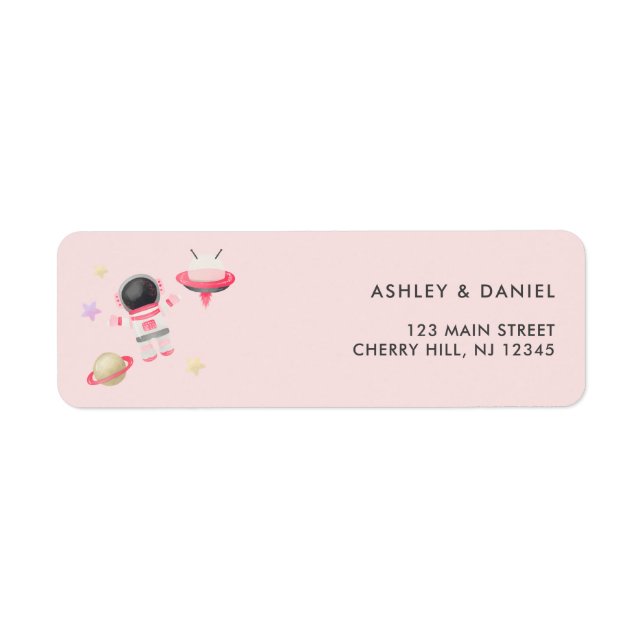Pink Space Galaxy Birthday Return Address Label (Front)