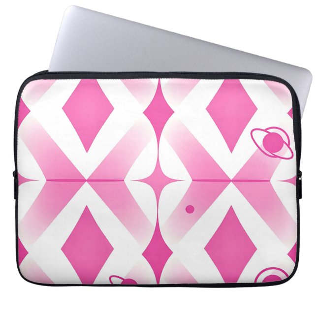 Pink Space Geometric Pattern Laptop Sleeve (Front)