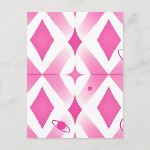 Pink Space Geometric Pattern Postcard