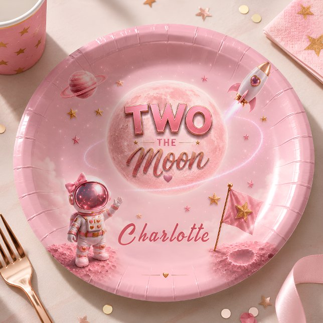 Pink Space Party Paper Plates (Creator Uploaded)
