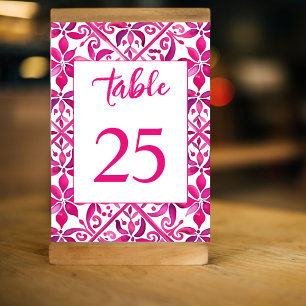 Pink Spanish vintage Mexican talavera wedding Table Number