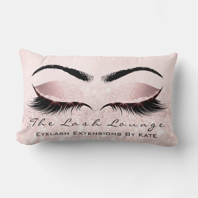 Pink Spark Glitter Makeup Lash Eye Princess Girly Lumbar Pillow (Front)