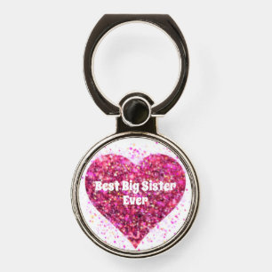 Pink sparking glitter heart love phone ring stand