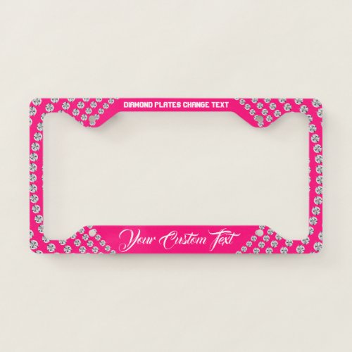Pink Sparkle Bling Silver Jewelry Diamond Boss License Plate Frame