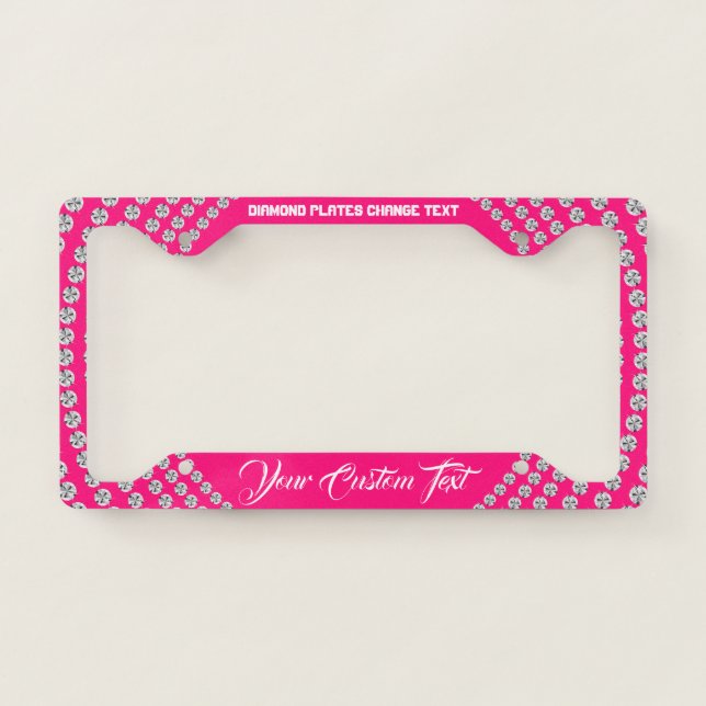 Pink Sparkle Bling Silver Jewelry Diamond Boss License Plate Frame (Front)