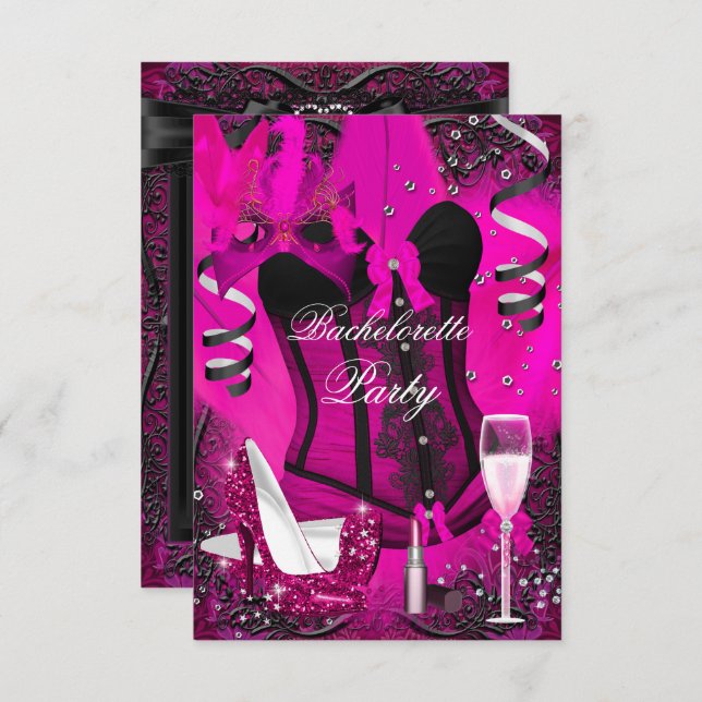 Pink Sparkle Celebration Bachelorette Invitation (Front/Back)