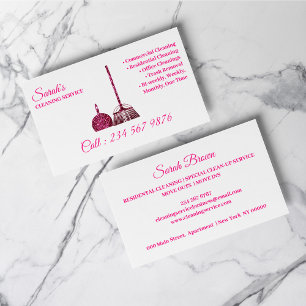 pink sparkle Cleaning Service Janitorial Business Card