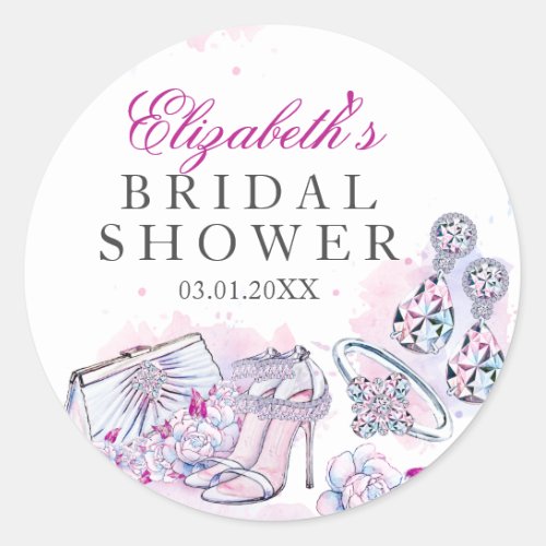 Pink Sparkle Crystal Bridal Shower Sticker