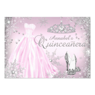Pink Sparkle Dress Tiara Quinceanera Card