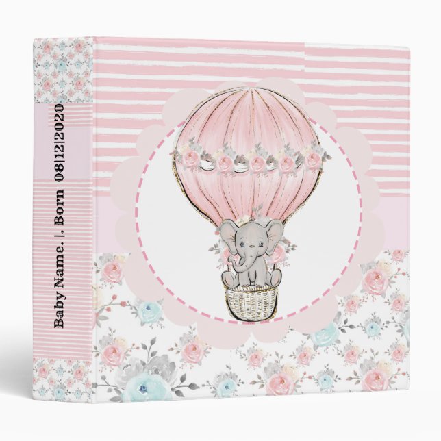 Pink Sparkle Elephant Binders (Front/Spine)