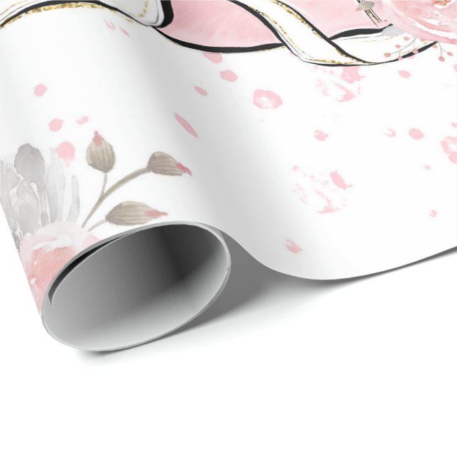 Pink Sparkle Elephant Wrapping Paper (Roll Corner)