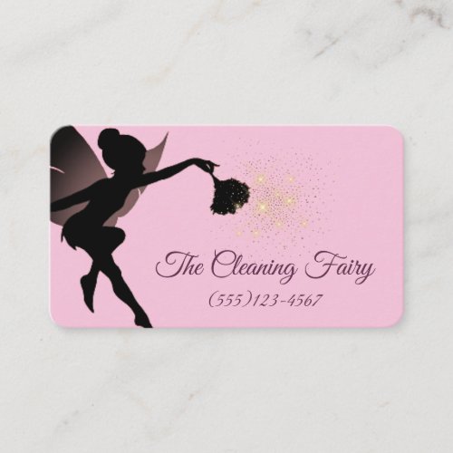 Pink Sparkle Fairy Maid House Cleaning Services Business Card