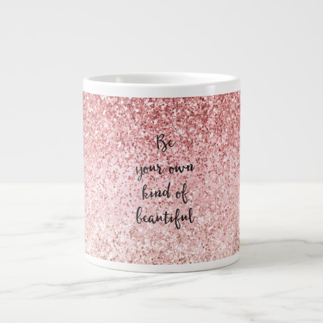 Pink Sparkle Girly Glitzy Glam Glitter Beautiful Giant Coffee Mug (Front)