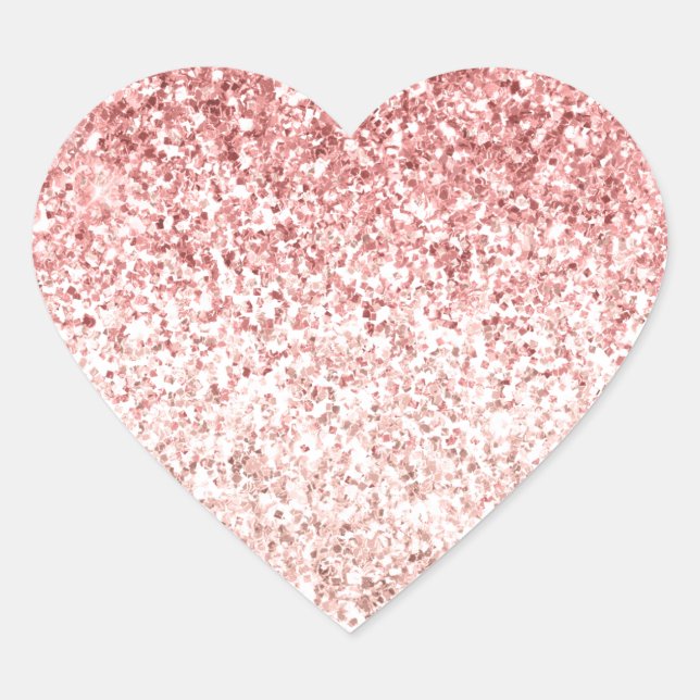 Pink Sparkle Girly Glitzy Glam Glitter Heart Sticker (Front)