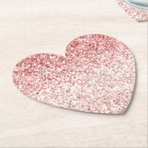 Pink Sparkle Girly Glitzy Glam Glitter Paper Coaster