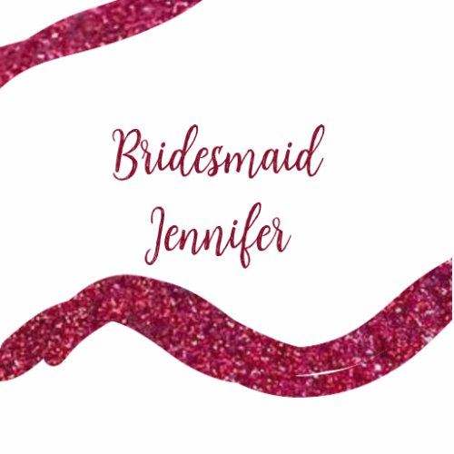 Pink sparkle glitter add bridesmaid name gift thro cutout