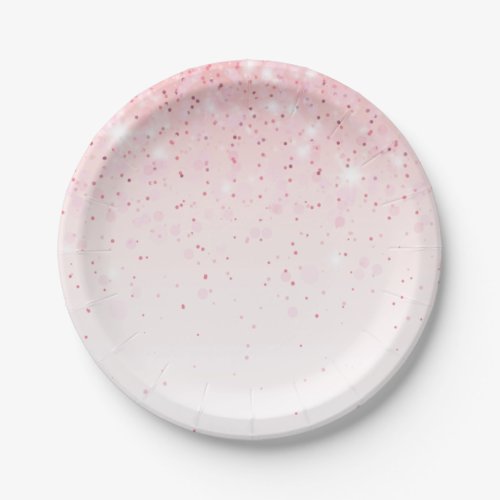 Pink Sparkle Glitter Blush Paper Plates