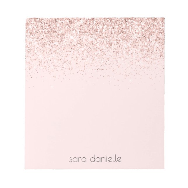 Pink Sparkle Glitter Confetti, Pink Personalized Notepad (Front)
