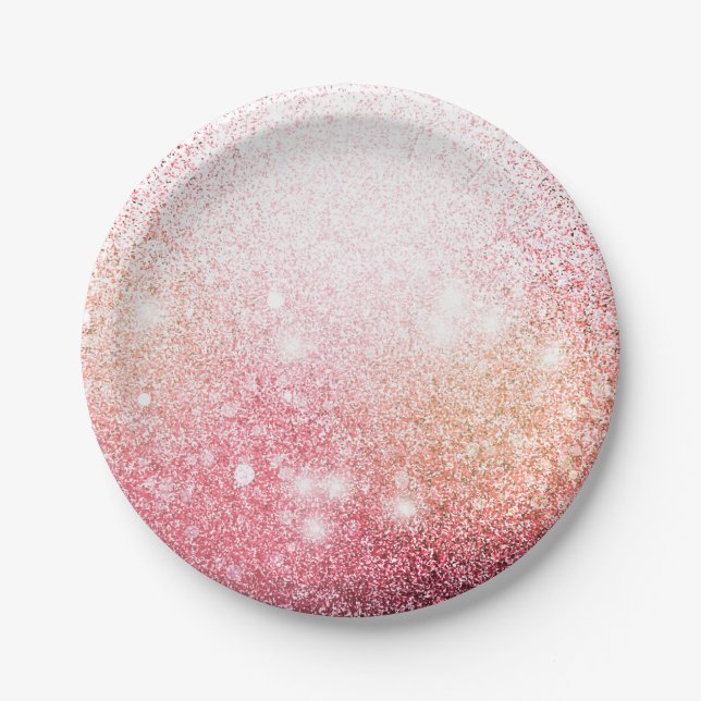 Pink sparkle Glitter design Paper Plates (Front)