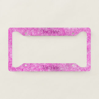 Pink Sparkle Glitter Elegant Personalized License Plate Frame