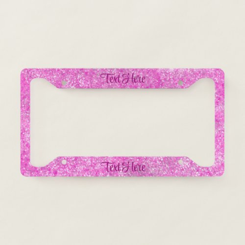 Pink Sparkle Glitter Elegant Personalized License Plate Frame