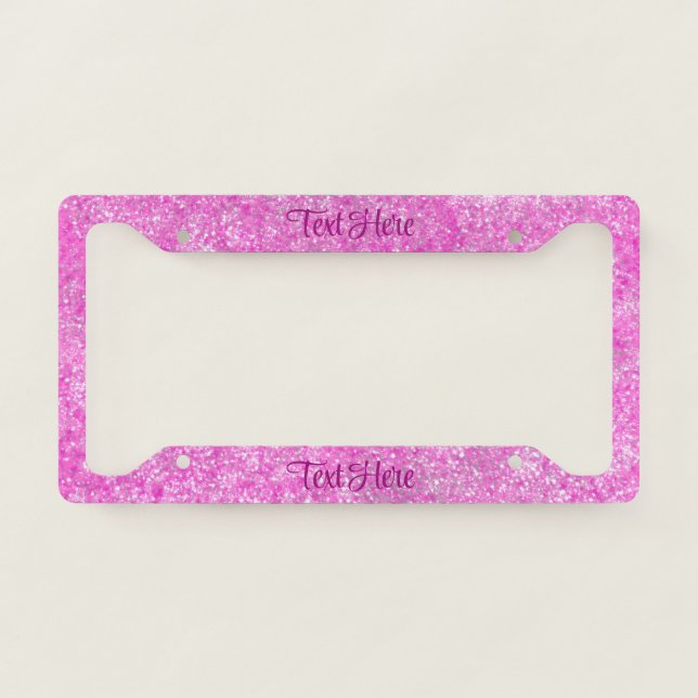 Pink Sparkle Glitter Elegant Personalized License Plate Frame (Front)