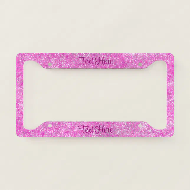Pink Sparkle Glitter Elegant Personalized License Plate Frame Zazzle
