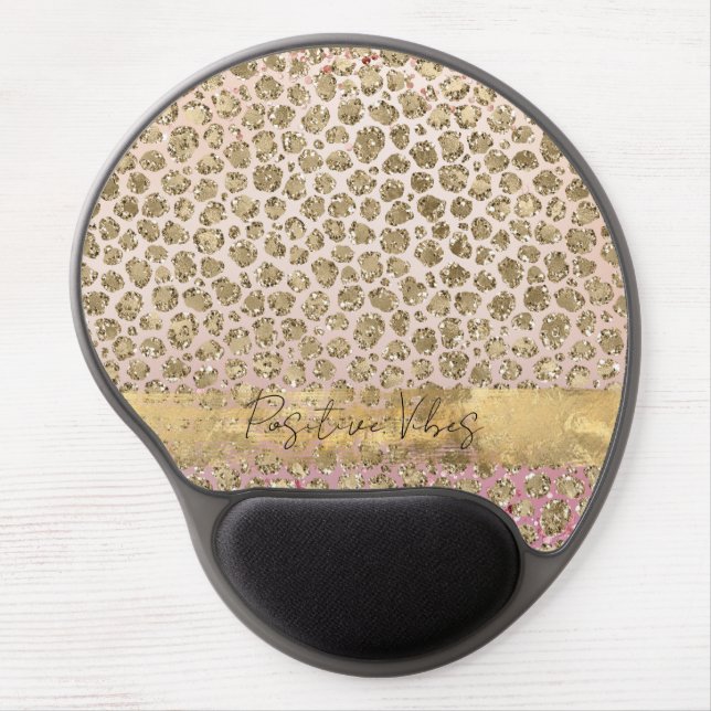 Pink Sparkle Gold Leopard Print         Gel Mouse Pad (Front)