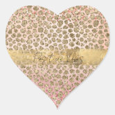 Gold Pink Glitzy Sparkle Glitter Heart Sticker