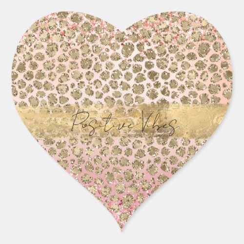 Pink Sparkle Gold Leopard Print        Heart Sticker