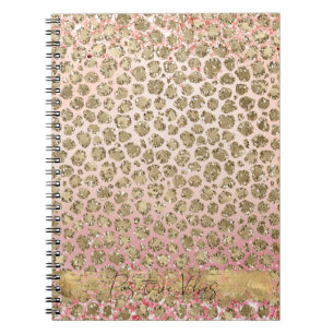 Pink Sparkle Gold Leopard Print        Notebook
