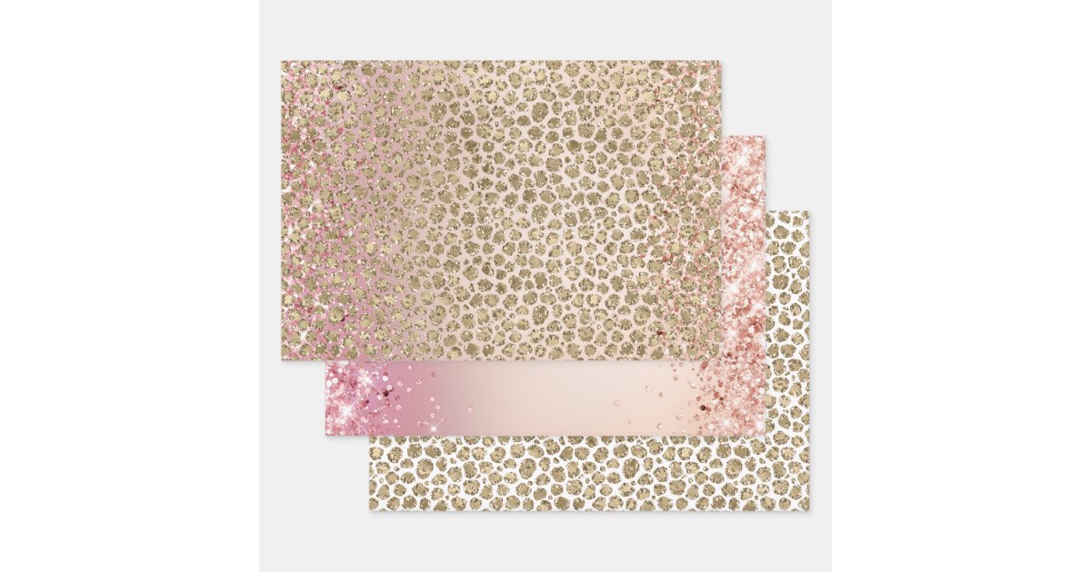 Pink Sparkle Gold Leopard Print Wrapping Paper Sheets | Zazzle