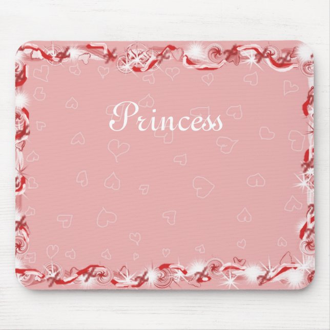 Pink Sparkle Heart Princess Mousepad (Front)