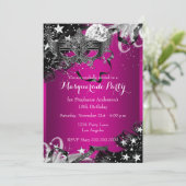 Pink Sparkle Magical Night Masquerade Party Invite (Standing Front)