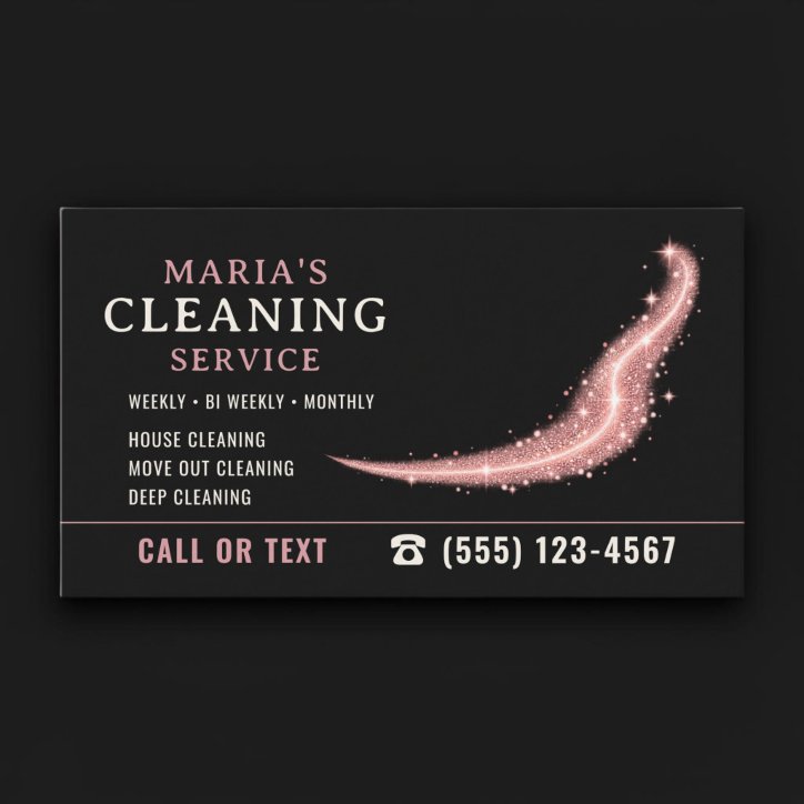 Pink Sparkle Maid House Cleaning Service Business Card