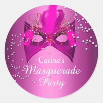 Pink Sparkle Masquerade Party Sticker by ExclusiveZazzle at Zazzle