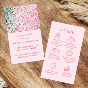 Pink Sparkle Minimal Branding Cake Care  Business Card