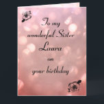 Pink sparkle modern Happy Birthday Sister Card<br><div class="desc">Stylish personalized Birthday Greeting Card for Sister</div>