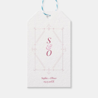 Pink Sparkle Monogram Wedding Favor Gift Tag