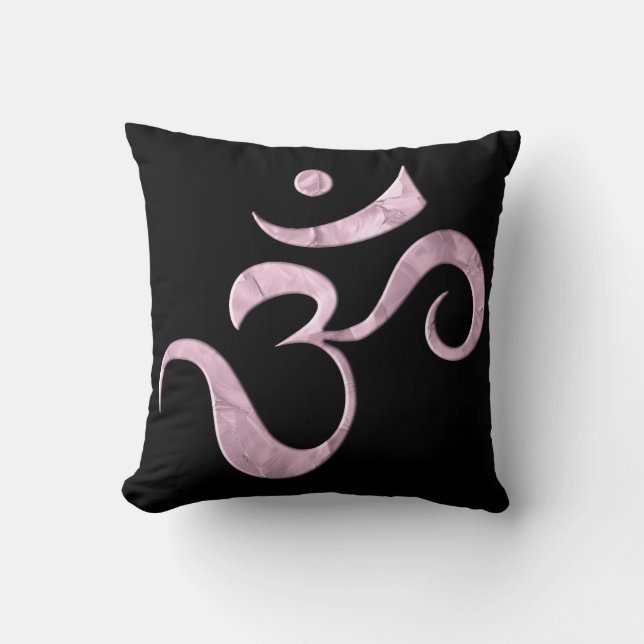 Pink Sparkle Om  Throw Pillow (Front)