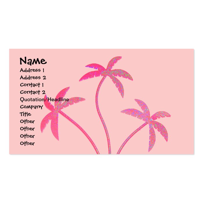 Pink Sparkle Palm Trees Business Cards