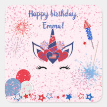 Pink sparkle patriotic unicorn,