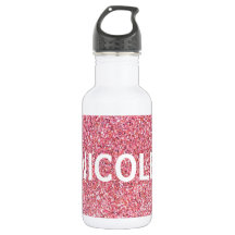 Pink Sparkle Personalized Name Water Bottle