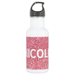 Pink Sparkle Personalized Name Water Bottle