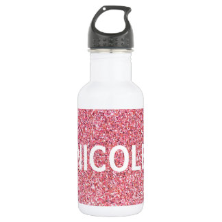 Pink Sparkle Personalized Name Water Bottle
