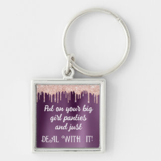 Pink Sparkle/Plum-Big Girl Panties-Deal With It!  Keychain