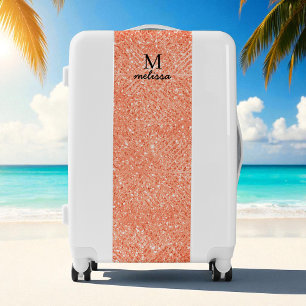 Pink Sparkle Rose Gold Name Initial Luggage